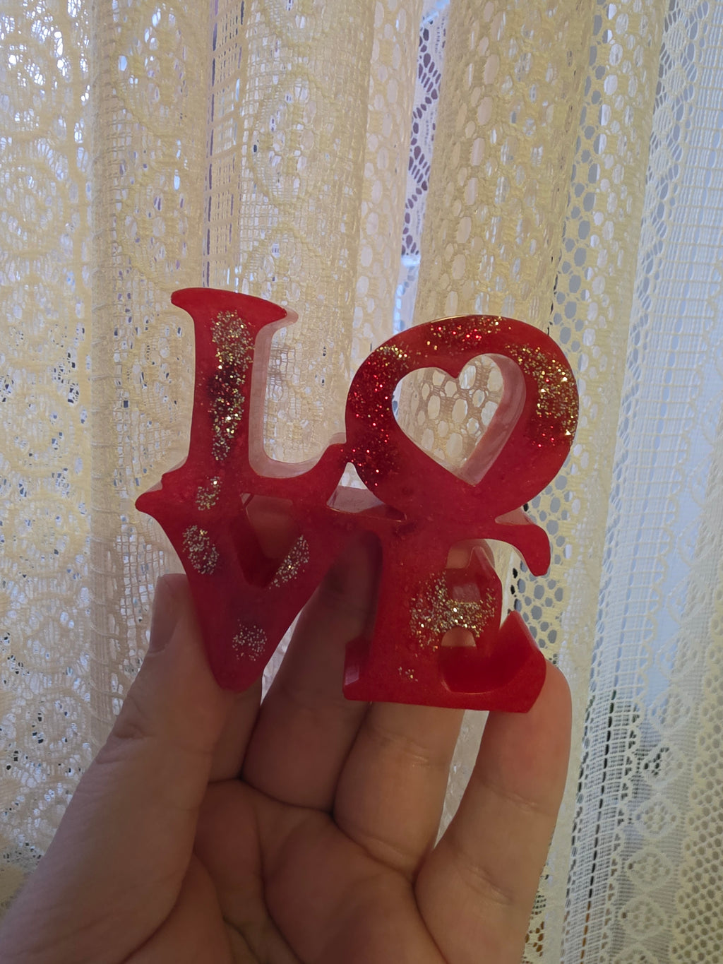 Handmade Resin LOVE Sculpture