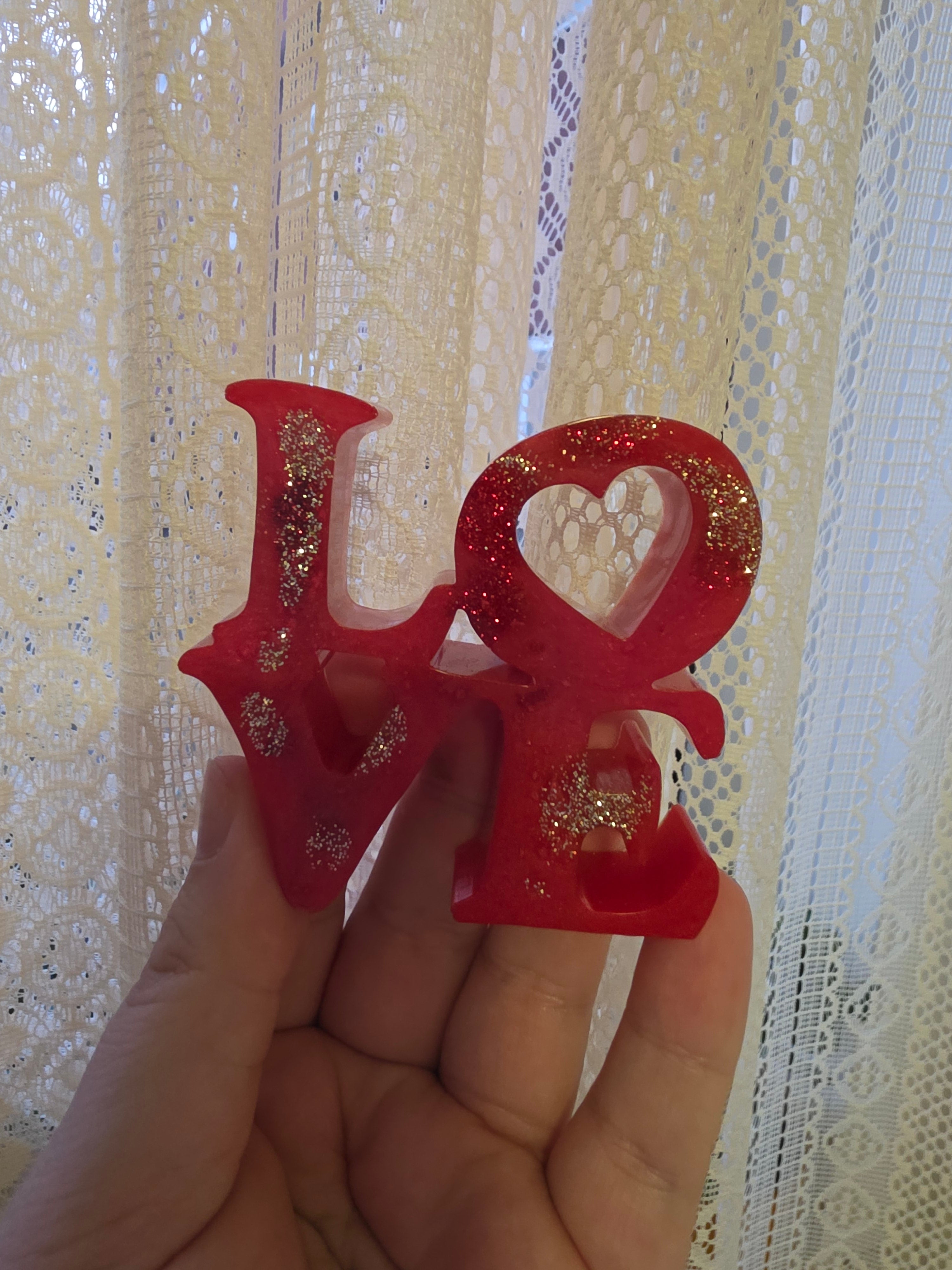Handmade Resin LOVE Sculpture
