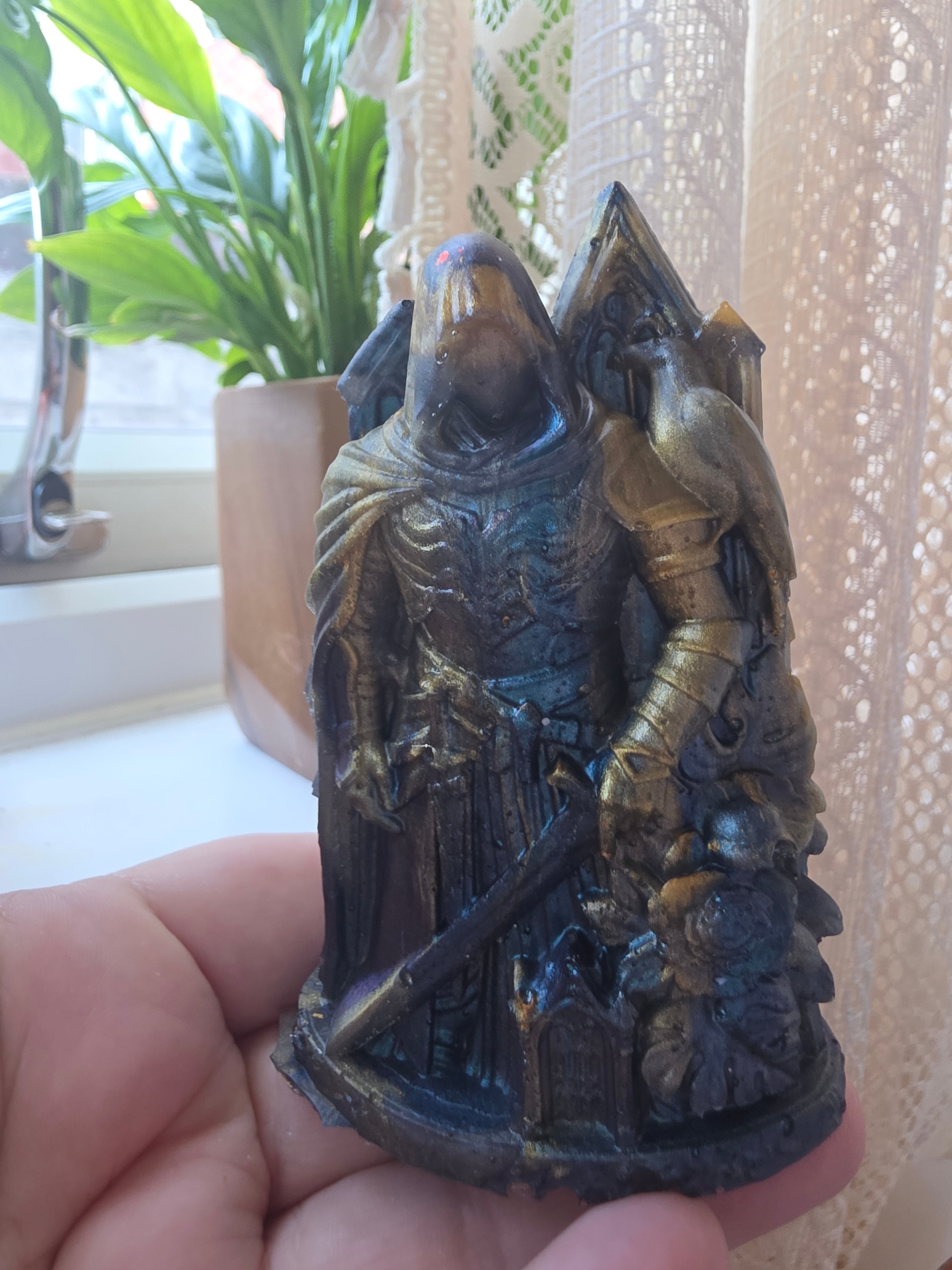 The Keeper of The Other Side | Hooded Knight with Cathedral | Handmade Resin Statue