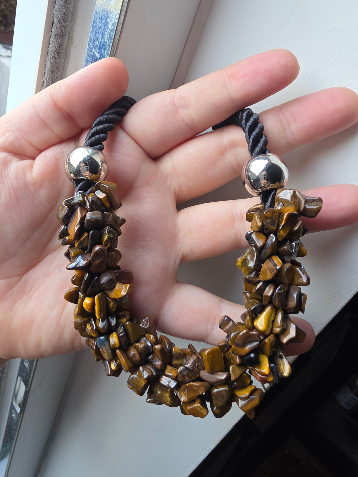 Natural Tiger’s Eye Chip Cluster Necklace | Courage, Protection & Prosperity