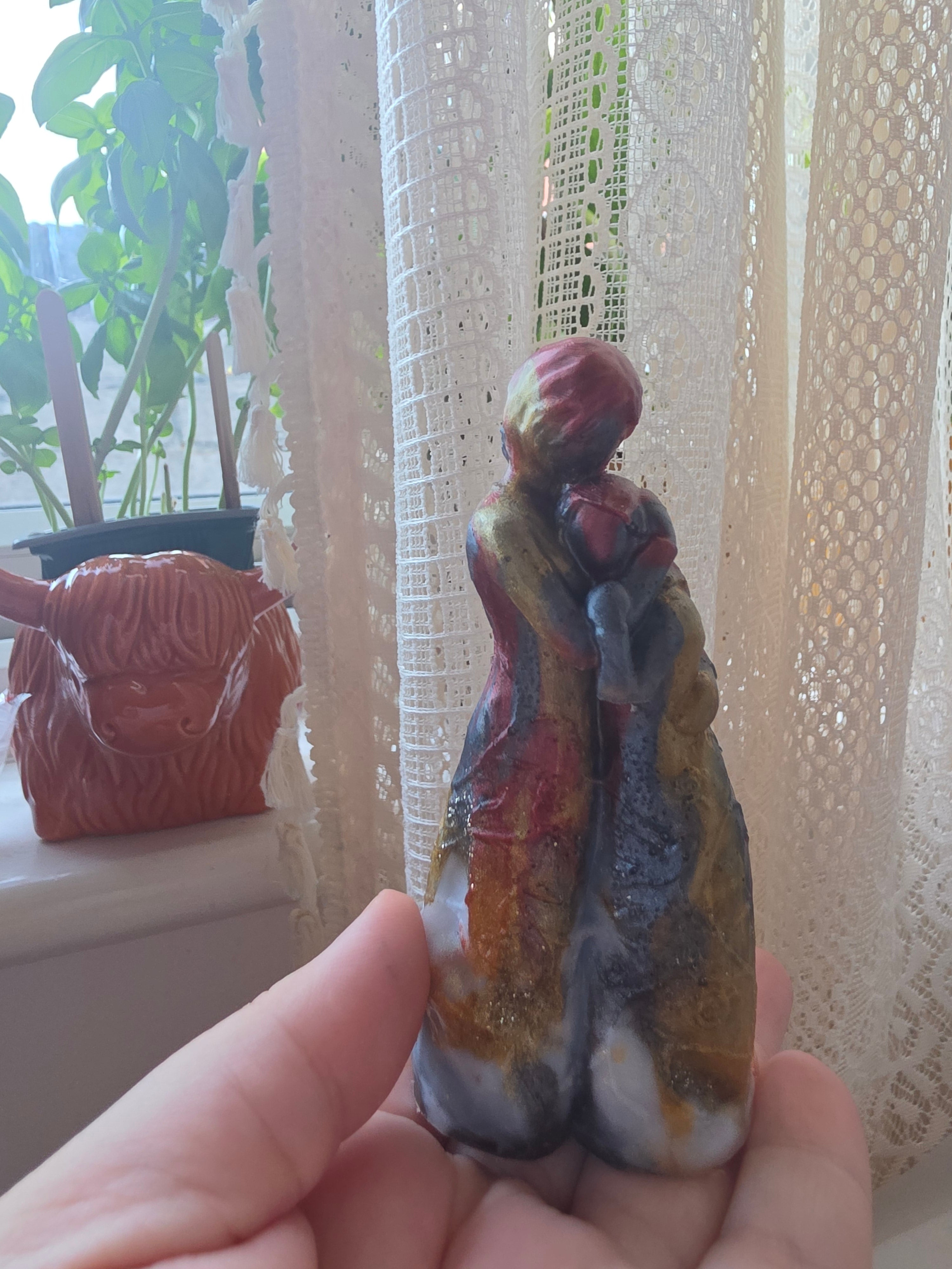 A Mother's Embrace | Handmade Resin Mother & Daughter Sculpture