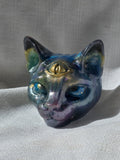Third Eye Cat Statue | Handmade Resin Cosmic Sculpture | Intuition & Spiritual Awakening Symbol