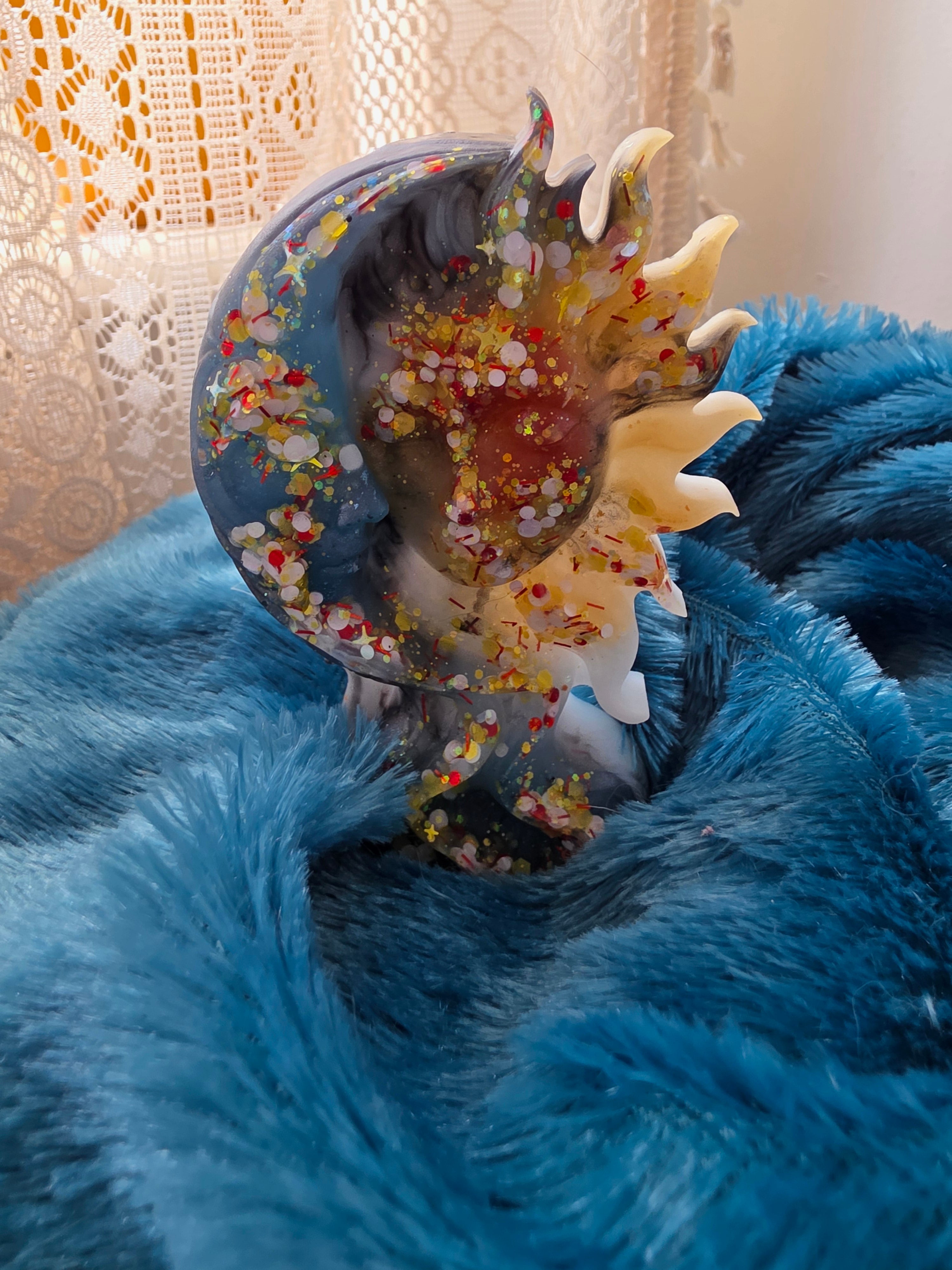 Sun & Moon Solstice Guardian - handmade resin statue