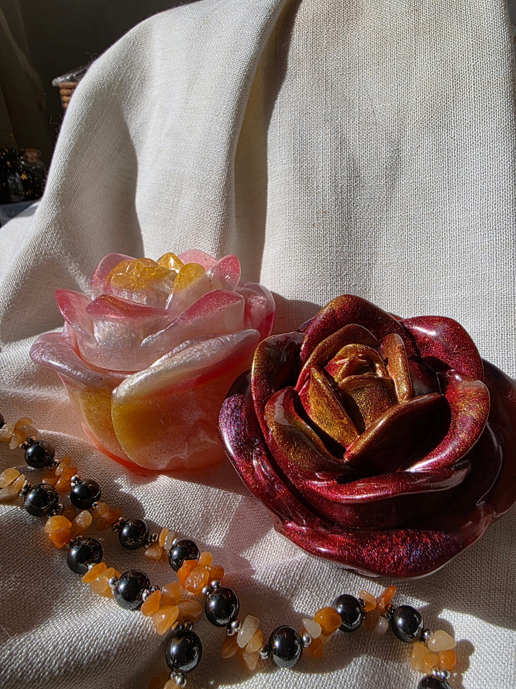 Rose Bloom Trinket Box | Handmade Resin Jewellery Box | Romantic Keepsake & Gift