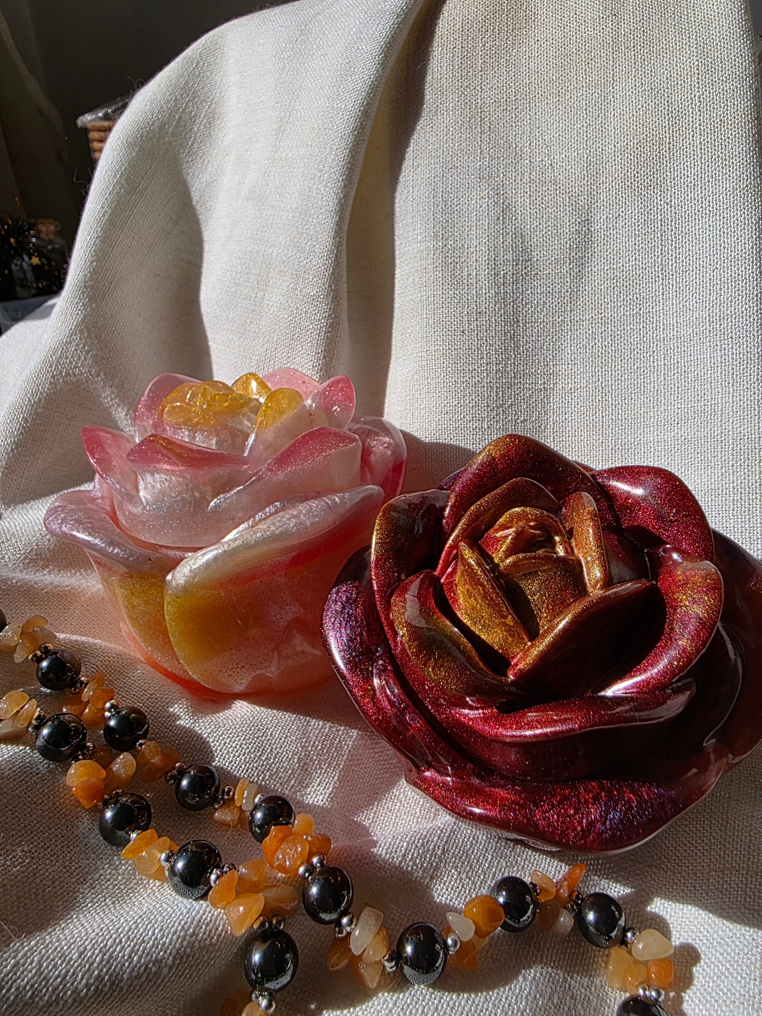 Rose Bloom Trinket Box | Handmade Resin Jewellery Box | Romantic Keepsake & Gift