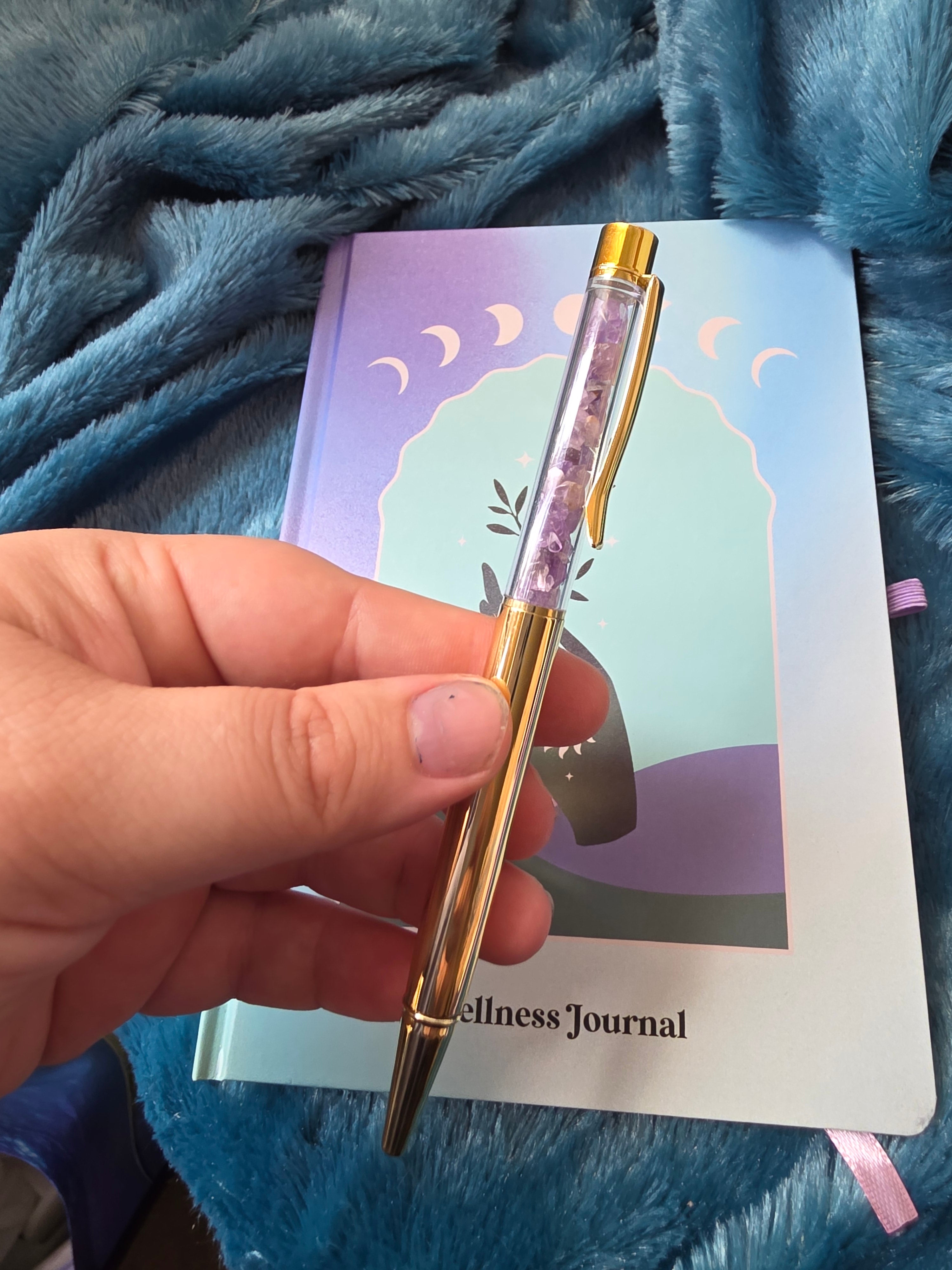 Wellness Journal with Amethyst Crystal Pen
